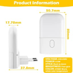 1/2/4pcs LED Night Light, Adjustable Brightness Warm White Mini Night Light with Auto On/Off, Wall-Mounted Plug-In