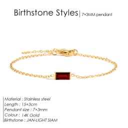 EMANCO Stainless Steel Bangle 7*3MM Square Birthstone Bracelet Sparkling High-end Rhinestone Accessories Gift