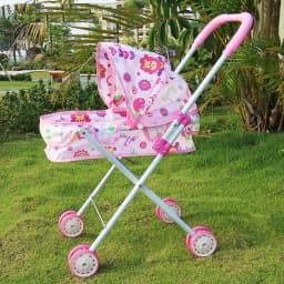Dolls Pram Iron Foldable Baby Stroller Colorful Large Capacity Stable Lightweight Doll Handcart for Boys Girls