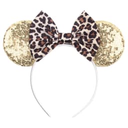Cute Women Mouse Ears Leopard Print Headbands for Girls Baby Women Sequins 5"Bows Hair Accessories Adults Hairbands Kids Gift