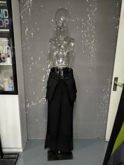 EAM Black Irregular Pants High Waist Leather Long Wide Leg New Loose Fit Trousers Women Fashion Spring Autumn 2026 JQ78101