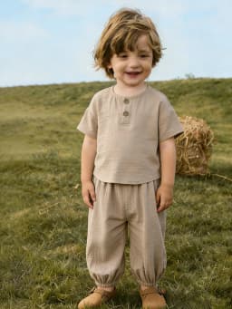 2Pcs Organic Cotton Kids Baby Sets Spring Summer Solid Tshirt Top + Pant Casual Toddler Boy Clothing