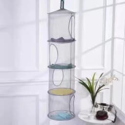Foldable Plush Animal Storage Net 4 Compartments Hanging Mesh Toy Storage Hammock for Kids Room Toys Gloves Hats Socks