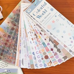 Mr. Paper 25 Sheets/Book Colorful World Basic Sticker Book for DIY Journal Supplies Notes Calendar Album Postcard Decoration