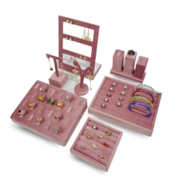 High End Pink Velvet Jewelry Display Props Ring Earrings Holder Necklace Bracelet Tray Organizer Jewelry Store Window Display