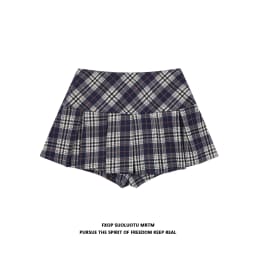 Pink Plaid A-Line Skirt Women's Summer 2026 New Korean Style High Waist Slimming JK Short Skirt Ins Folded Polyester Spa...