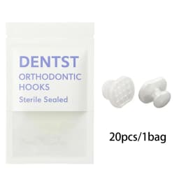 20PCS Dental Orthodontic Lingual Buttons-Bondable Round Mesh Base Composite Clear Ceramic Hook Dentistry Accessories Materials
