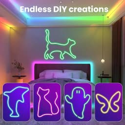 Aiopp Flexible RGB LED Neon Strip Light Indoor with APP & Remote,Timing Music Sync Waterproof Silicone Rope Lamp for Bedroom Garden Party Decor