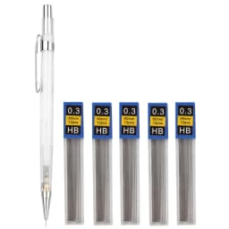 Transparent Mechanical Pencil Set 0.3, 0.5, 0.7 0.9mm with HB Lead Refills for Sketching Art Drawing Painting Automatic Pencils