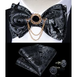 Exqusite Men's Self-tie Bowties Wedding Neck Ties For Man Accessories Cufflinks Hanky Brooch Set Red Black Yellow Blue Bowtie