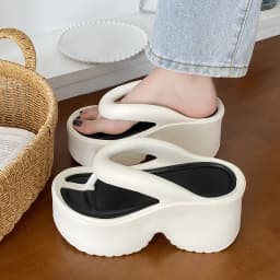 Women's Clip Toe Wedge Flip Flops 2026 Summer Chunky Platform Beach Sandals Woman Thick Sole High Heeled Eva Slippers Slides