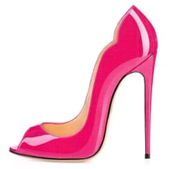 Leopard Print Fish Mouth Patent Leather High Heels for Women Slim Heels with Pointed Toes Shallow Mouth Party Shoes Big Size12cm