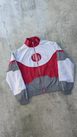 Y2K Loose Red White Spliced Bomber Jacket Oversized Zipper Racing Jacket Men Women Casual Sports Light Jackets Windproof Coat