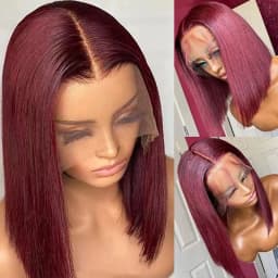 Ginger Short Bob Lace Front Wigs 100% Human Hair Wigs Lace Wigs For Women Blonde Orange Straight Brazilian Hair T Part Wig QVR