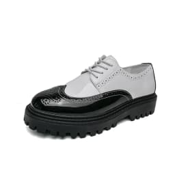 Spring New Carved Flowers Men Thick-soled Oxford Shoes Lace-up Casual Shoes British Style Black White High Quality Wedding Shoes