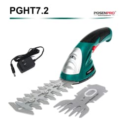 POSENPRO 7.2V 2in1 Cordless Grass and Shrub Shears Hedge Pruning Trimmer 1.5Ah Li-ion Battery Garden Tool 2 Different Blades