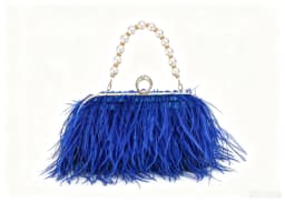 Luxury Real Ostrich Feathers Handbag Pearl Tassel Evening Bags Women's Pouch Purse Pink Green Diamond Clutch Party Messenger Bag