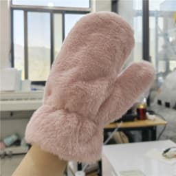 Women Cute Lovely Sweety Soft Solid Plush Fluffy Winter Keep Warm Gloves Cold Protection Windproof Thickened Mittens