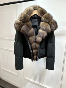 Janveny Luxury Winter 90% White Duck Down Wool Blends Jacket Women 2025 New Real Natural Fox Fur Thick Warm Puffer Down Coat