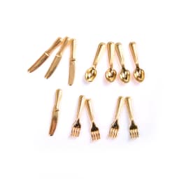 1:12 Dollhouse Miniatures Mini Kitchen Tableware Wooden Knife And Fork Metal Pot Set Doll House Toys Decor Accessories