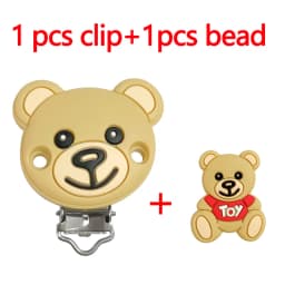 2pcs/set Silicone Cartoon Animal Pacifier Clip Molar Bead DIY Pacifier Chain Jewelry Accessories