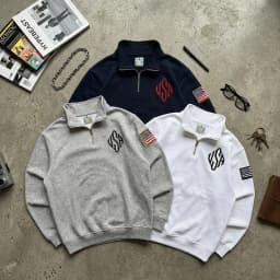 Y2K Oversized Vintage Jacket New Arrival USA Embroidery Quarter Zip Casual Sweatshirt Fashion Unisex Clothing Hip Hop Streetwear