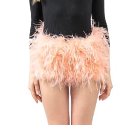 Real Ostrich Feather Fur Short Pants Hot Pants Sex Fashion 23A0409