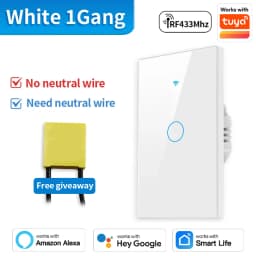 TNCE Tuya US Switch WiFi Zigbee, 1/2/3/4 Gang, No-Neutral/Wire LED Light Control Wall Button, Smart Voice with Alexa Google Home