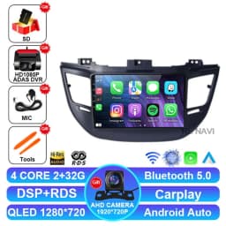 Android 15 Car Radio For Hyundai Tucson IX35 3 2015 2016 2017 2018 Multimedia Wireless Carplay Auto Qualcomm QLED Navigation DSP
