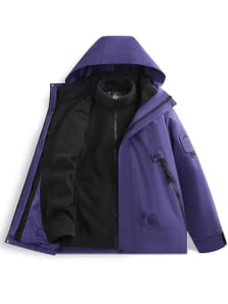 Men's 3-in-1 Jacket with Removable Fleece Liner, Waterproof Windproof Coat for Hiking, Camping, Travel and Daily Outdoor Use