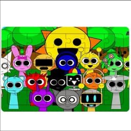 30pcs Sprunkis Multi-Character Themed Jigsaw Puzzle Family Birthday Party Puzzle Educational Learning Toys Gift for Birthdays