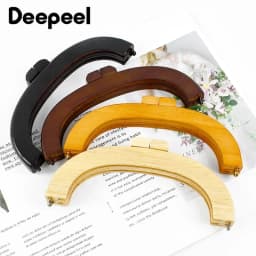 1Pc 20/25cm Wooden Purse Frame Handbag Handle Woven-Bag Closure Kiss Clasp Bag Wallet DIY Handmade Sewing Brackets Accessories