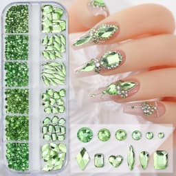 Nail Art Rhinestones Kit 2400pcs Nail Gems Ab Flatback Rhinestones Gems Stones with Storage Organizer for Design Bright Holiday