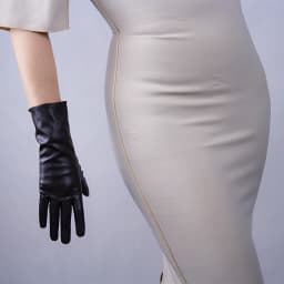 Tech Gloves Faux Patent Leather Wrist Long Short Coffee Black White Touchscreen 28cm LLDLLNT