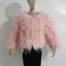 Winter Ostrich feathe Jacket Feather Coat Casual Long-sleeved Australia Imported feathe Jacket Ladies Nightclub Coat