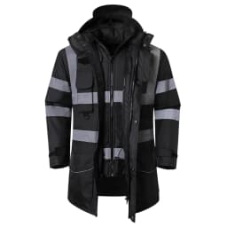 Safety Jacket Reflective Waterproof Windproof Coldproof Hi Vis 7 in 1 Parka Windbreaker Workwear with Detachable Cotton Linner