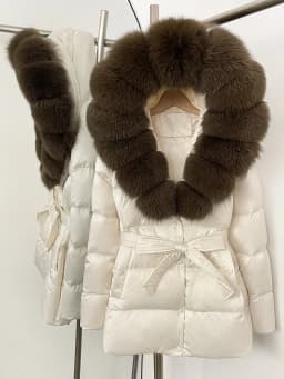 OFTBUY Winter 90% Duck Down Jacket Women Luxury Large Natural Silver Fox Fur Hooded Thick Warm Female Parkas Waterproof