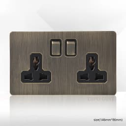 Retro Metal Brushed Antique Stainless Steel Push Button Switch Panel UK 13A Socket with USB Phone Charging for Home Improvement