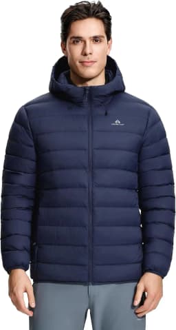 Pioneer Camp Men's Down Puffer Jacket with Hood Lightweight Packable Warm Insulated Thermal Puffy Winter Coat Ski Travel
