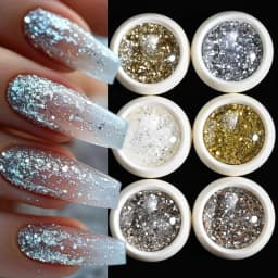 6 Pcs Elegant Mirror Chrome Effect Metallic Dust Holographic Glazed Manicure Decoration Reflective Gold Silver Glitters Powder
