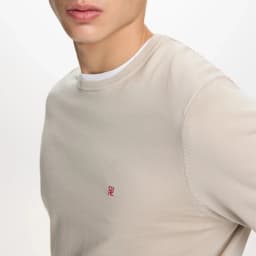 CH Men's Crew Neck Sweater Slim Fit Long Sleeve Knit Pullover with Red Embroidery Business Casual Top