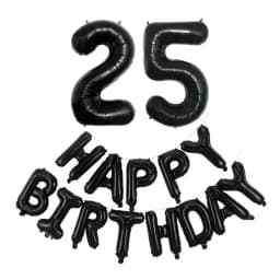 Black 32-Inch Number 1-30 Balloons and 16-Inch 'Happy Birthday' Letter Foil Balloons Set Birthday Party Decoration Supplies