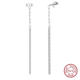 ORSA JEWELS 925 Silver Minimalism Dangle Long Chains Earrings for Women Vintage Cubic Zircon Drop Earings Jewelry Gifts SE111