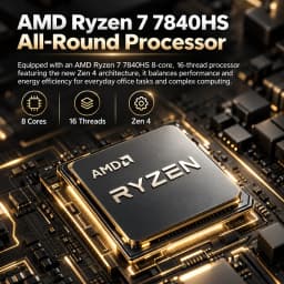 TOPC AMD Ryzen 7 7840HS Mini PC Radeon 780M DDR5 5600MHz Dual M.2 PCIe 4.0 Dual HDMI 1G LAN Mini Computer