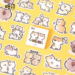 45 Pcs Kawaii Cat Stickers Set Aesthetic Cute Stationery Ideal for Laptop Journal Planner Scrapbook Cat Lovers Decor