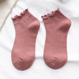 Cotton Women's Socks Frilly Ruffle Socks Spring Summer Casual Ankle Short Boat Socks Loose Knitting Solid Color Mid Tube Sock
