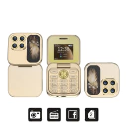 SERVO I17 Mini Foldable Small Mobile Phone 1.77-inch Screen Magic Voice 2G Double SIM Card Slot FM Radio Button Mini Flip Phones