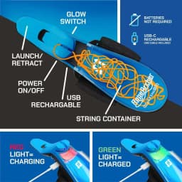 Night Glow Rope Launcher Wristband Automatic Recoil Flying String Shooter Interactive Entertainment For Kids And Pets Ideal