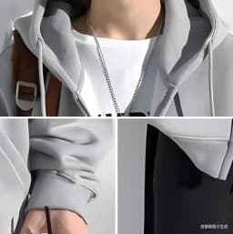 Men's Spring 2027 Hooded Sweatshirt Jacket, Lightweight and Loose-Fitting Fall Top, Available in Gray, Black, and Brown.