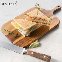 Acacia Wood Cutting Board with Handle - for Cheese Bread Butcher Block for Restaurant Kitchen & Home Use Two Sizes Available